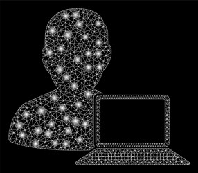 glowing mesh wire frame computer programmer vector image