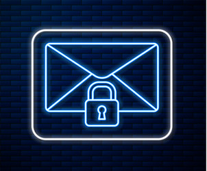 Glowing neon line mail message lock password icon vector