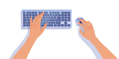 hands ttyping and using a mouse keyboard vector image