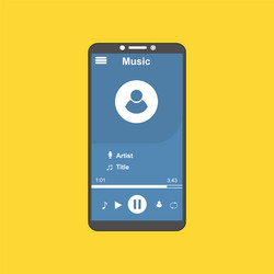 media player application app template with flat vector image