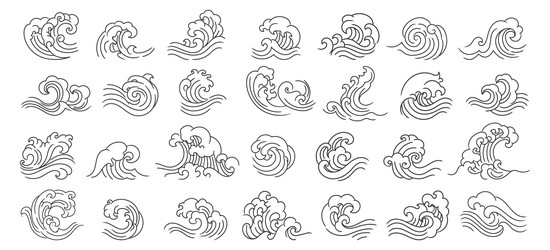 Sea waves sketch pattern Royalty Free Vector Image