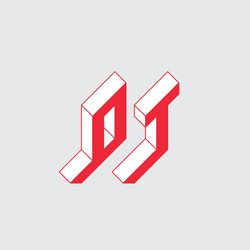 ot - 2-letter code isometric 3d font for design 0 vector image