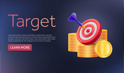 3d stacks of coins with bull eye target and dart vector image