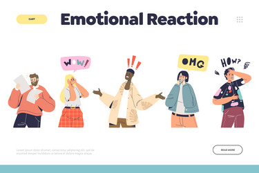 Emotional reaction concept landing page vector