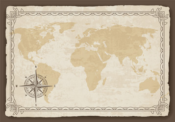 old world map paper texture with border vector image