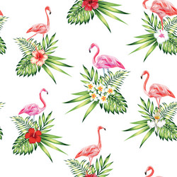 Pink Flamingo Tropical Pattern Vector Image