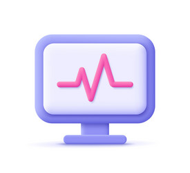 computer monitor display with heartbeat pulse vector image
