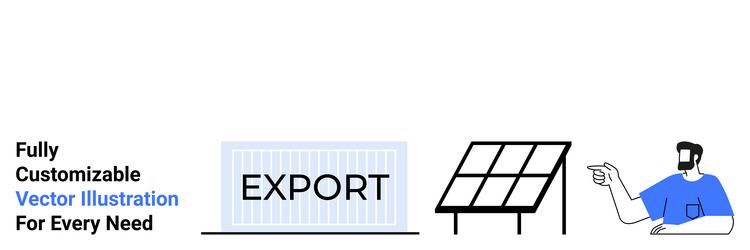 export container solar panel and man pointing vector image