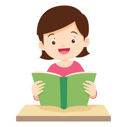 young woman reading book vector