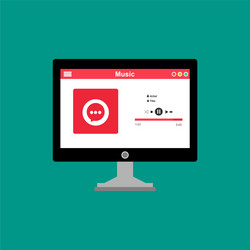 media player application app template with flat vector image
