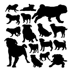 Pug Silhouettes - Animal Collection Vector Image