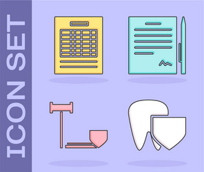 set tooth with shield report file document judge vector image