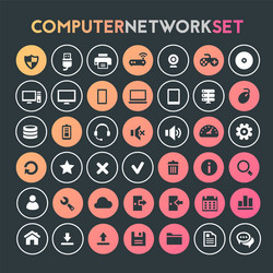 big computer networks icon set trendy line icons vector image