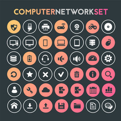 big computer networks icon set trendy line icons vector