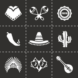 Mexico icon set vector