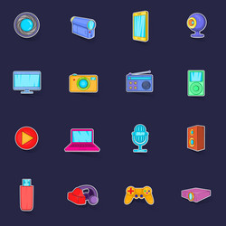 Multimedia icons set sticker vector