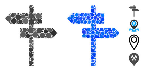 road pointer mosaic icon round dots vector image