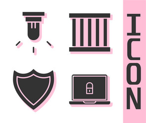 set laptop and lock motion sensor shield vector image