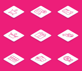 set line add to shopping cart paper check vector image