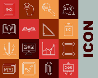 set line calculator chalkboard with diagram vector image