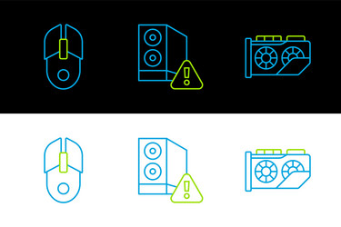 set line video graphic card computer mouse vector image