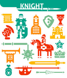 Set of monochrome icons knight vector