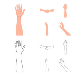 sign language cartoonoutline icons in set vector image