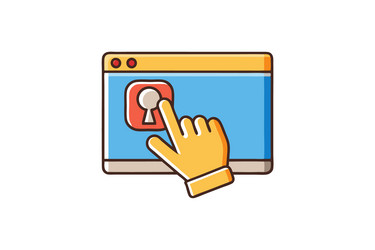 stylized cartoon hand interacting with a web vector image