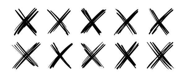 x scribble marks of cross hand drawn in sketch vector image