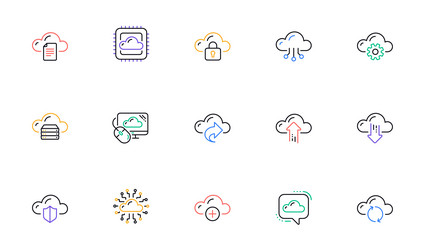 cloud data and technology icons hosting vector image