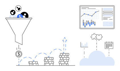 data funnel converting users to revenue vector image