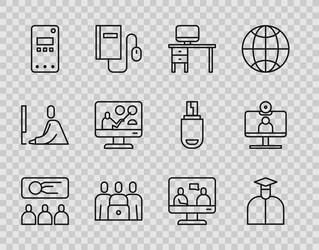 set line training presentation student computer vector image