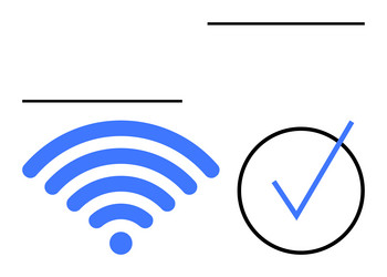 strong wireless signal with confirmation check vector image