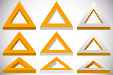 3d triangle shape in more colors set at different vector