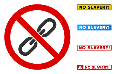 Flat no chain sign with texts in rectangle vector