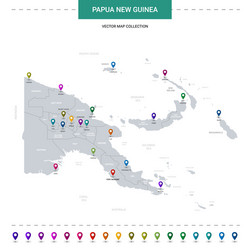 papua new guinea map with location pointer marks vector image