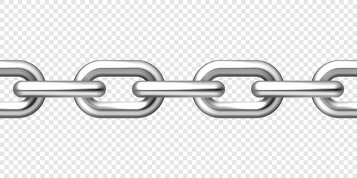 Realistic seamless metal chain with silver links vector