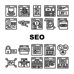 seo web technical consulting icons set vector image