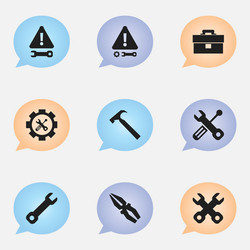 Set of 9 editable tool icons includes symbols vector