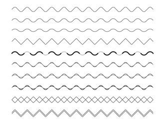 zigzag wave line border frame element set vector image