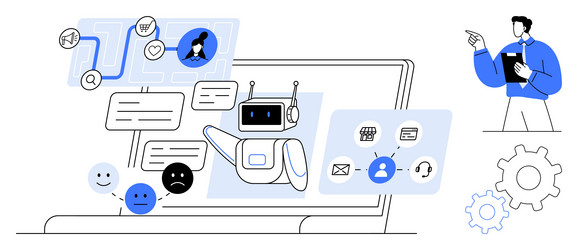 ai-powered chatbot communicating with users vector image