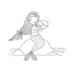 Cute Mermaid Siren Illustration Vector Image