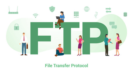 ftp file transfer protocol concept with big word vector image