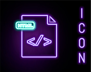 glowing neon line html file document download vector image