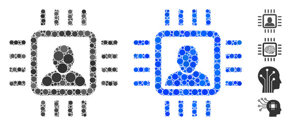 neuro processor composition icon circles vector image