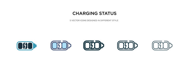 Charging status icon in different style two vector