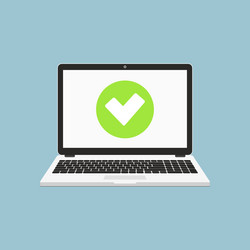 check mark on laptop screen accept or approve vector image