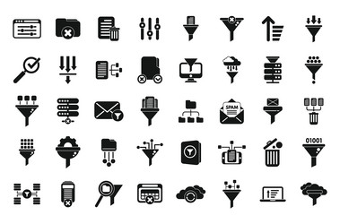 content filter icons set simple internet vector