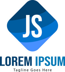 initial js logo template with modern frame vector image