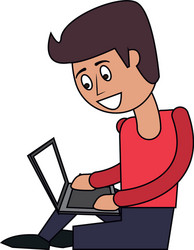 man using computer vector image